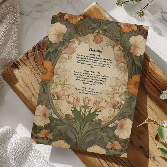 Enchanted Garden Art Nouveau Wedding  Enclosure Card (Creator Uploaded)