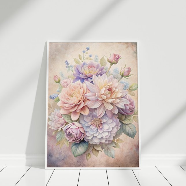 Enchanted Garden Bouquet Wall Art - Witch’s Garden (Enchanted Garden Bouquet Wall Art - Witch’s Garden in a white frame)