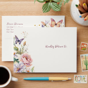 Enchanted garden butterflies baby shower matching envelope