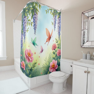 Enchanted Garden Butterflies Shower Curtain