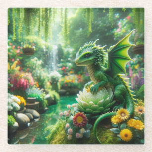 Enchanted Garden Dragon Glass Coaster
