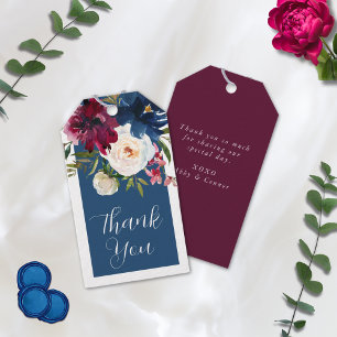 Enchanted Garden Dusty Blue Burgundy Navy Gift Tags