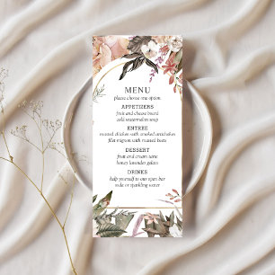 Enchanted Garden Elegant Boho Floral Menu