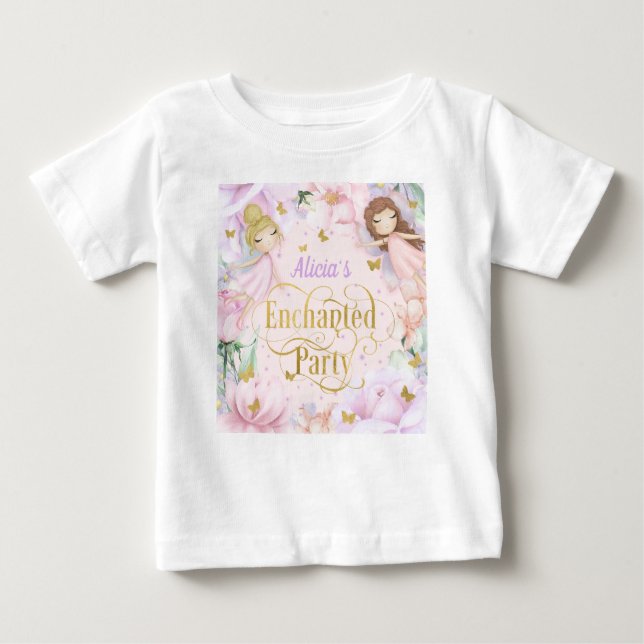 Enchanted garden fairy 1st birthday baby T-Shirt (Front)