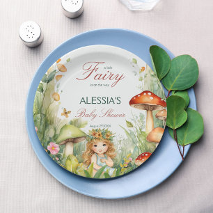 Enchanted garden fairy baby shower printed paper plate