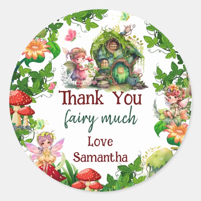 Enchanted Garden Fairy Girl Birthday Favour Gift Classic Round Sticker (Front)