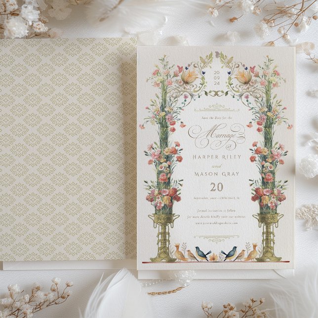 Enchanted Garden Floral Save the Date Wedding Invitation (Creator Uploaded)