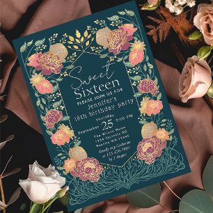 Enchanted Garden Floral Sweet 16 Birthday  Invitation