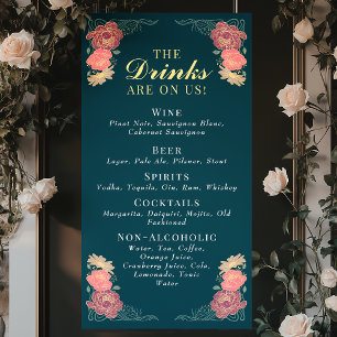 Enchanted Garden Floral Wedding Drinks Bar Menu Banner
