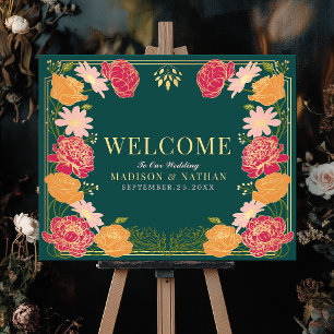 Enchanted Garden Floral Wedding Welcome Sign