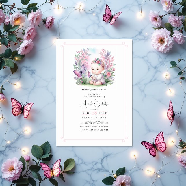 Enchanted Garden Flutter Love Baby Shower Invitation (Enchanted Garden Flutter Love Baby Shower Invitation)