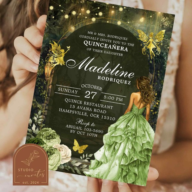 Enchanted Garden Forest Butterfly Quinceanera Invitation (Creator Uploaded)