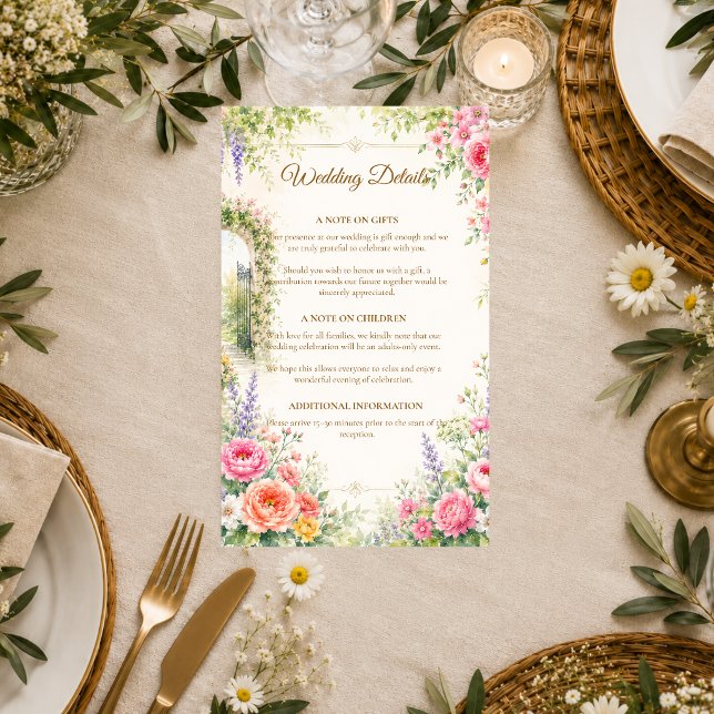 Enchanted Garden Gate Romance Wedding  Enclosure Card (Creator Uploaded)