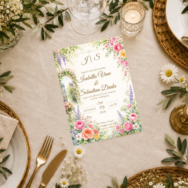 Enchanted Garden Gate Romance Wedding  Invitation (Creator Uploaded)