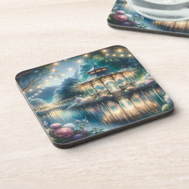Enchanted Garden Gazebo Twilight Reflection Coaster (Left Side)