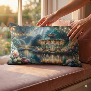 Enchanted Garden Gazebo Twilight Reflection Lumbar Cushion