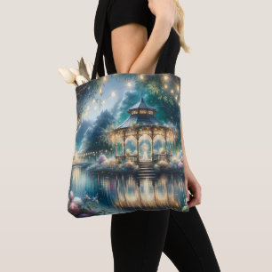 Enchanted Garden Gazebo Twilight Reflection Tote Bag