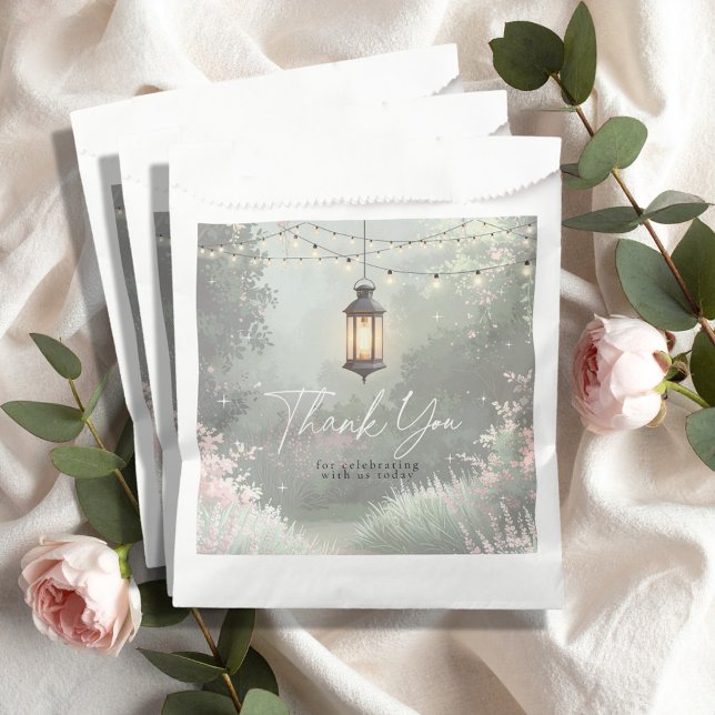 Enchanted Garden Lantern Thank You Pink ID1163 Favour Bags (Creator Uploaded)