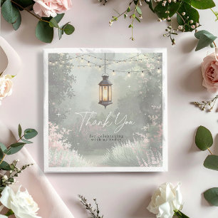 Enchanted Garden Lantern Thank You Pink ID1163 Napkin