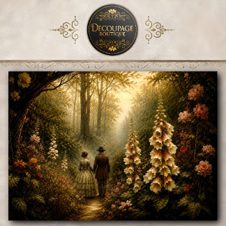 Enchanted Garden Lovers Path Decoupage Tissue Paper