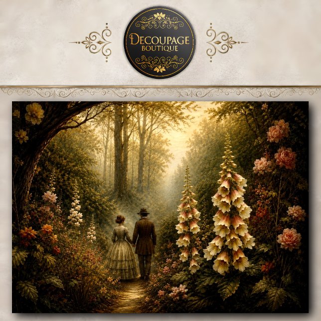 Enchanted Garden Lovers Path Decoupage Tissue Paper (Enchanted Garden Lovers Path Decoupage Tissue Paper)
