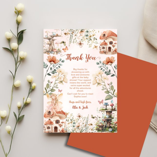 Enchanted Garden Mushroom Girl's Baby Shower Thank You Card (Creator Uploaded)