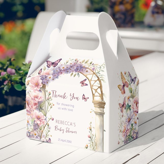 Enchanted garden pastel butterflies baby shower favour box (Enchanted garden pastel butterflies baby shower favors personalized favor box spring summer floral)