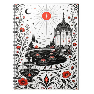 Enchanted Garden Pavilion Celestial Night Illustra Notebook