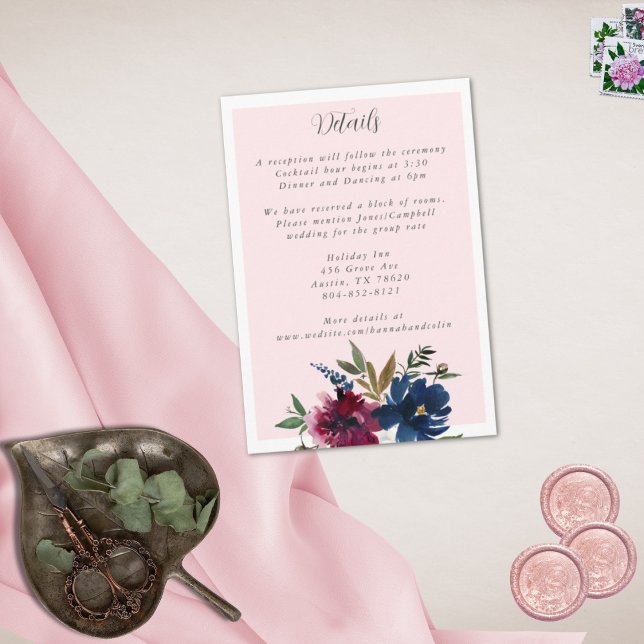 Enchanted Garden Pink Blush Burgundy Navy Enclosure Card (Creator Uploaded)