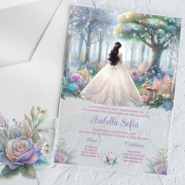 Enchanted Garden Quinceañera Acrylic Invitations (Creator Uploaded)