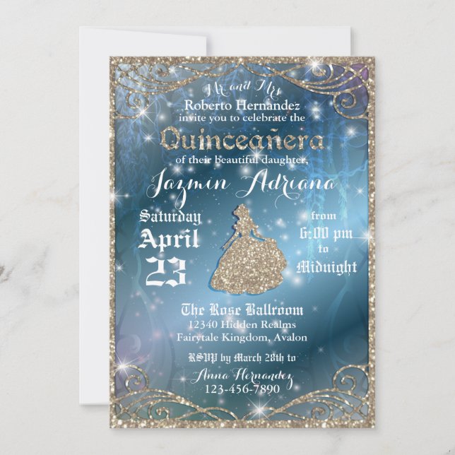 Enchanted Garden Quinceanera Party Invitation (Front)