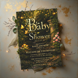 Enchanted Garden Roses Magic Storybook Baby Shower Invitation