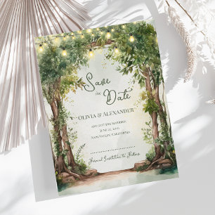 Enchanted Garden String Lights Save the Date  Announcement Postcard