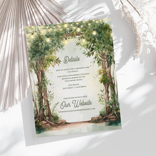 Enchanted Garden String Lights Wedding Details Enclosure Card (Enchanted Garden String Lights Wedding Details Card | Rustic Outdoor Wedding Information Enclosure)