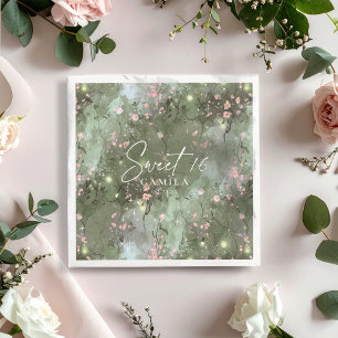 Enchanted Garden Sweet 16 Pattern Pink ID1163 Napkin