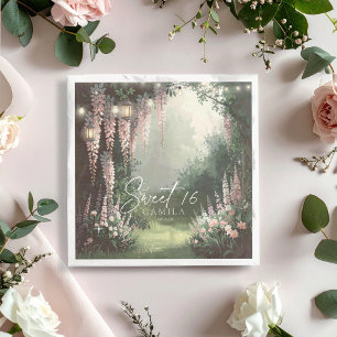 Enchanted Garden Sweet 16 Pink ID1163 Napkin