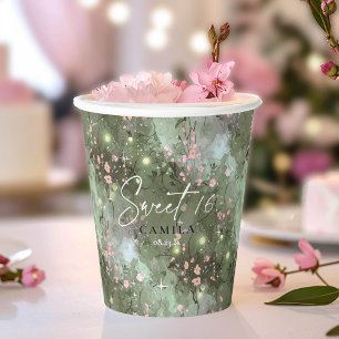 Enchanted Garden Sweet 16 Pink Pattern ID1163 Paper Cups