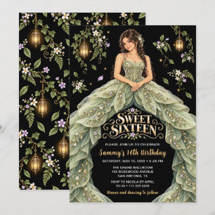 Enchanted Garden Sweet Sixteen Birthday Invitation