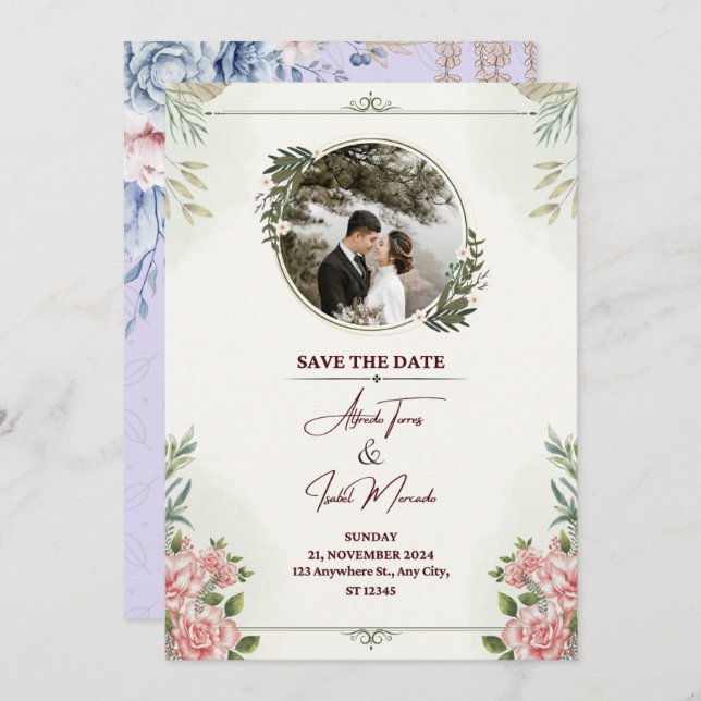 Enchanted Garden Wedding Invitation (Front/Back)