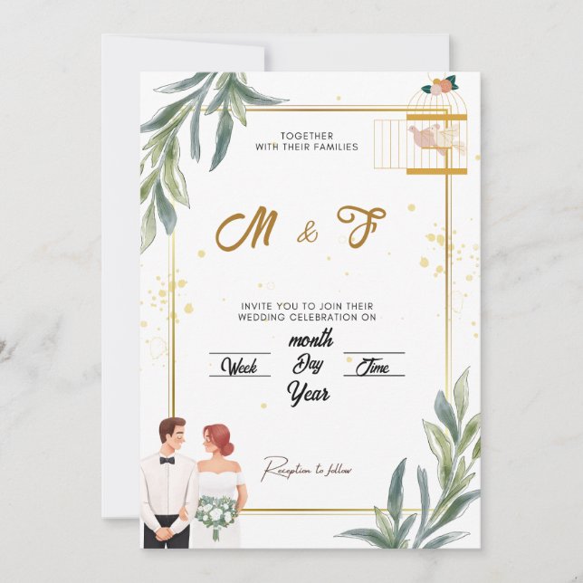 Enchanted Garden Wedding Invitation | Whimsical  (Front)