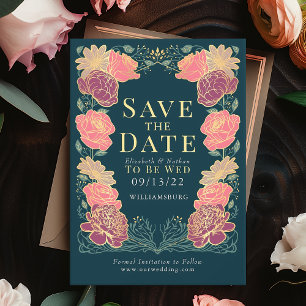 Enchanted Garden Wedding Save the Date Green Invitation