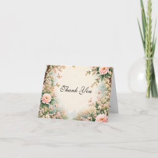 Enchanted Garden Wildflower Butterfly Wedding Thank You Card
