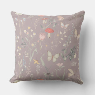Enchanted Garden Wildflower Butterfly Whimsical Cushion