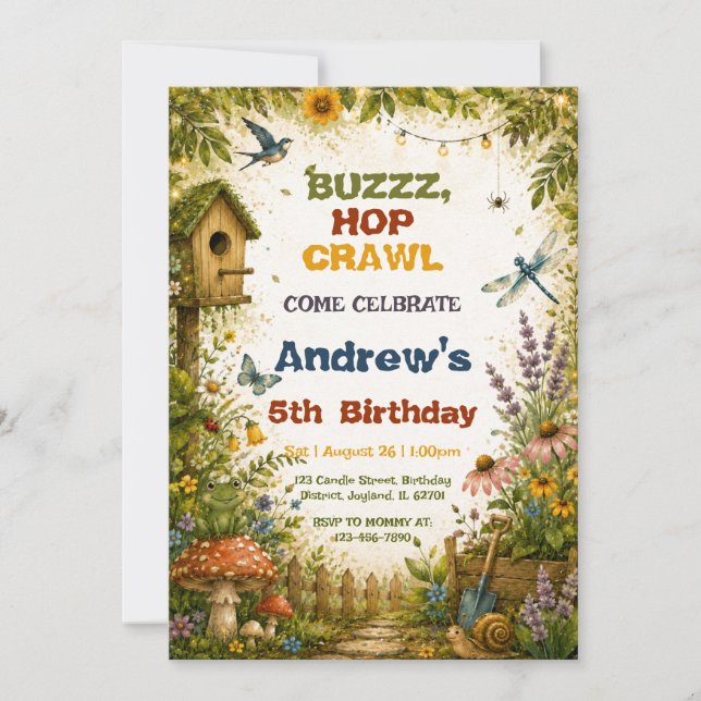 Enchanted Garden Woodland Creature Birthday Invitation (Front)