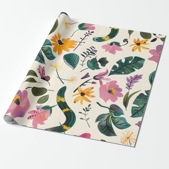 Enchanted Garden Wrapping Paper (Unrolled)
