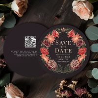Enchanted Garden Wreath Wedding QR Save the Date 