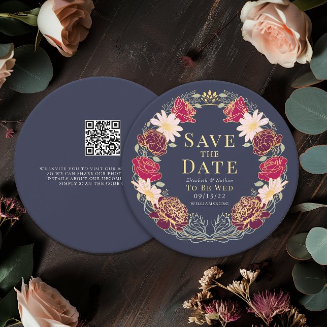 Enchanted Garden Wreath Wedding QR Save the Date  Invitation (Creator Uploaded)
