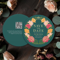Enchanted Garden Wreath Wedding QR Save the Date