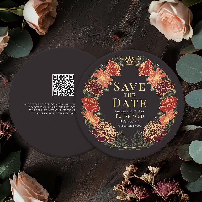 Enchanted Garden Wreath Wedding QR Save the Date  Invitation (Creator Uploaded)