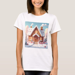Enchanted Gingerbread House in Pastel Winter  T-Shirt